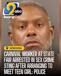 Authorities say an employee of a carnival company at the Nebraska State  Fair was arrested Thursday for a sex crime. Read more here:  https://www.kcrg.com/2025/08/29/carnival-worker-state-fair-arrested-sex-crime-sting-after-arranging-meet-teen-girl-police/