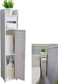 Our bath vanity accessories allow you easy access to a wide variety of bathroom essentials. Amazon Com Small Bathroom Storage Corner Floor Cabinet With Doors And Shelves Thin Toilet Vanity Cabinet Narrow Bath Sink Organizer Towel Storage Shelf For Paper Holder White By Aojezor Home Kitchen