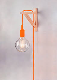 $120.00 simply put, minimalist perfection! Wall Lamp Plug In Wall Sconce 2 M Fluor Orange Plug In Wall Sconce Plug In Wall Light Nordic Sconce Wooden Lamp Bracket Farmhouse Lamp