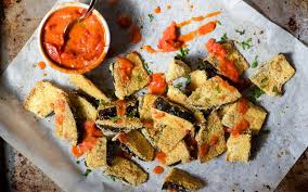 How to cook tasty vickys cornmeal fried aubergine / eggplant, gf df ef sf nf; Crispy Cornmeal Crusted Eggplant With Smoky Harissa Vegan Gluten Free One Green Planet
