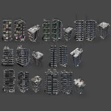 Old Buildings Apocalypse Hong Kong Inspired Kowloon Kitbash 3d Model In 2020 Kowloon Roof Detail Old Building