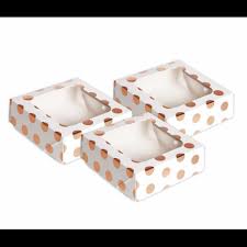Wilton® window treat boxes, 4 x 8. Ah Treat Boxes With Window Rose Gold Polka 3 Pieces