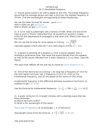 As, a level, physics, worksheets, revision, resources, answers, waves Chapter 13 Worksheet Solutions