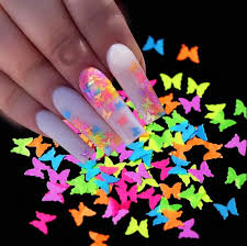 Para conseguir la técnica de uñas ombré, la idea es hacer un juego con los colores, puedes usar dos o el arcoíris completo. Mariposa Glow Decoracion De Unas De Acrilico Mercado Libre