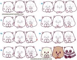 How To Draw We Bare Bears Cute Kawaii Chibi Baby Style Grizzly Panda And Ice Bear In Easy Steps How To Draw Step By Step Drawing