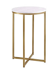 Amazon Com We Furniture Azf16alstmgd Modern Round Side End Table Faux Marble Gold Gateway Round Side Table Marble Side Tables End Tables
