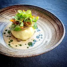 Beef Shin And Potato Dumpling Pickled Shimejies Lovage Oil And Wood Sorel Food Food Plating Food Pairings