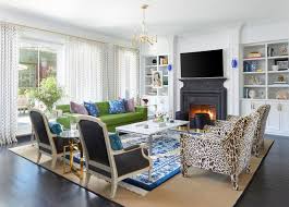 Houzz Tour Bold Color And Patterns In A Couple S Chicago Condo 11 Photos Contemporary Family Rooms Popular Living Room Interior Design