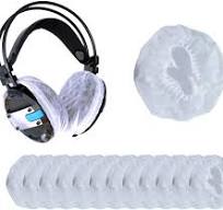 Tvoip 100Pcs White Non-Woven Sanitary Headphone Ear Cover, Disposable