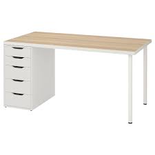 Linnmon Alex Table White White Stained Oak Effect White 59x29 1 2 Ikea Ikea Ikea Desk Linnmon Table Top