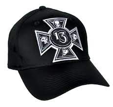 Number 13 Iron Cross Skull Hat Baseball Cap Alternative Clothing Lucky 13 Cosplay Blackmetal Beanie Comiccon Halloween Baseball Hats Skull Hat Hats