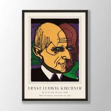 Ernst Ludwig Kirchner Print: Expressionist Head of Dr. Bauer