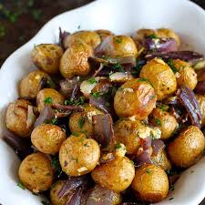 Roasted Potatoes Onions With Blue Cheese Recipe Yummly Recipe Roasted Potatoes And Onions Roasted Potatoes Recipes
