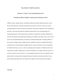 Pdf Top Articles In Health Economics