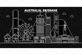 Brisbane Silhouette Skyline Australia Brisbane Vector City Australian Linear Architecture Buildings Brisbane Travel Illustration Outline Landmarks Austr Travel Illustration Photography Inspiration Nature Brisbane
