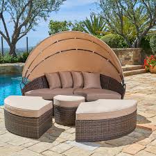 Choose modern wicker furniture, or browse other styles today. Suncrown Outdoor Patio Round Daybed With Retractable Canopy Brown Wicker Furniture Clamshell Sectional Seating With Washable Cushions Backyard Porch Buy Online In Antigua And Barbuda At Antigua Desertcart Com Productid 43386539