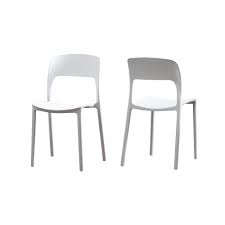 Noble House Kipford White Plastic Armless Chairs Set Of 2 53561 2 The Home Depot Outdoor Plastic Chairs Dining Chairs Patio Dining Chairs