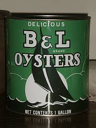 B L Gallon Oyster Tin Can Bivalve Packing Co By Iconorama 73 14 Oysters Canning Vintage Tins