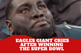 A giant crying! Eagles guard Mekhi Becton turns into an emotional big baby  after the Super Bowl