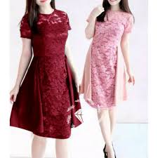 Model dress brokat khusus remaja 31. Dress Brokat Pesta Wanita Anggun Natal Gaun Malam Cantik Remaja 4gs Premium Shopee Indonesia