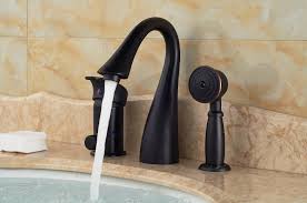 With the pullout faucet, your hand is pointing up to pull it out, and then you need to turn your hand down to use the faucet. Buy Franklin 3 Hole Oil Rubbed Bronze Bathtub Shower Faucet With Hot And Cold Mixer Deck Mount 2021 Edition Funitic