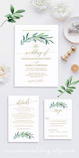 Greenery And Gold Wedding Invitation Template Weddinginvitations Greenery Wed Wedding Invitation Templates Wedding Invitations Greenery Wedding Invitations