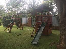 Diy paint your kitchen cabinets like a pro. Jungle Gym Complete With Double Swing Set Slide And Mud Kitchen Hours Of Fun Right Here Backyard Play Swing Set Mud Kitchen