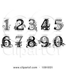Black And White Outline Number 1 Clipart Clipart Ornate Black And White Old Fashioned Numbers Royalty Free Vector Illustration By Seamartini Graphics Fancy Numbers Fonts Fancy Numbers Numbers Font