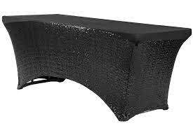Glitz Sequin Spandex Table Cover 6 Ft Rectangular Black Sequin Spandex Sequin Table Table Covers
