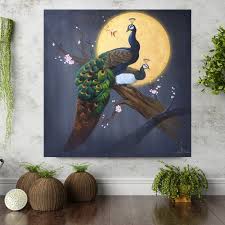 60 x 79cm processing method: Best Peacock Acrylic Painting For Sale L Royal Thai Art
