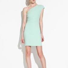 Zara Mint Green One Shoulder Dress Size Small Dresses Asymmetrical Dress One Shoulder Dress