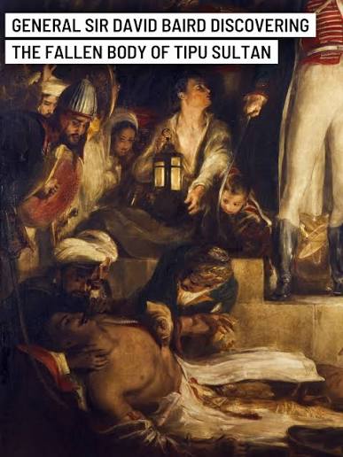 One of the most famous colonial-era paintings, General Sir David Baird Discovering the Body of Sultan Tipu Sahib after having Captured Seringapatam, on the 4th May, 1799. #colonialhistory #tipusultan #mysorepalace #britishhistory #marathahistory