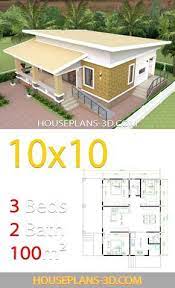 House Design 10x10 With 3 Bedrooms Full Interior House Plans 3d House Plans Village House Design House Plan Gallery