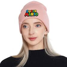 Super Mario Bros Knitted Cap Headgear Game Figure Winter Woolen Hat Cartoon  Skullies Beanies Boys Girls Bonnet Birthday Gifts
