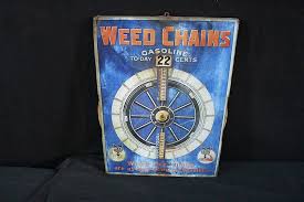 weed baloon tire chains rotating size chart sign