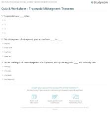 Quiz Worksheet Trapezoid Midsegment Theorem Study Com