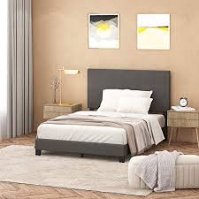 Handmade, this bed comes with a tufted headboard fully. Furinno Laval Button Tufted Upholstered Platform Bed Full Stone Accuweather Shop