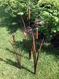 These Single Bulrush Garden Art Look Fantastic Alone Or In A Grouping Simply Find A Spot In Your Garden And Pu Metal Garden Art Metal Tree Wall Art Garden Art