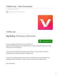 Mar 19, 2021 · vidmate is a video downloader software and mobile application. Vidmate Apk Video Downloader