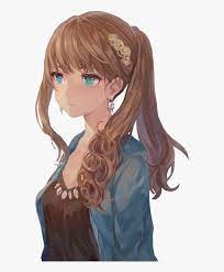 Drawing anime hair can seem tricky at first but by breaking the hair up into different sections and working on it one step at a time it s pretty simple. Transparent Curly Hair Clipart Anime Girl Brown Hair Blue Eyes Hd Png Download Kindpng