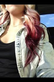 Blonde To Maroon Ombre Maroon Hair Ombre Hair Color Dip Dye Hair Blonde