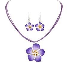 Your hawaiian flower necklace stock images are ready. Betterweather Hawaiian Plumeria Flower Necklace And Earring Jewelry Set Handmade Beach Girl Reggae Jamaican Jewelry Adjustable Purple Buy Online In Bahamas At Bahamas Desertcart Com Productid 67469137