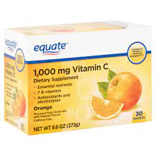 The vitamin c in dietary supplements is usually in the form of ascorbic acid, but some supplements have other forms, such as sodium ascorbate, calcium ascorbate, other mineral ascorbates, and ascorbic acid with bioflavonoids. Equate Vitamin C Drink Mix Orange 1000mg 30ct Walmart Com Walmart Com