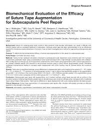 PDF) Biomechanical Evaluation of the Efficacy of Suture Tape Augmentation  for Subscapularis Peel Repair