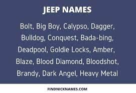 Regal female great dane names. 300 Creative Funny And Badass Jeep Names Find Nicknames