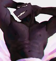 274480 - safe, artist:monopoly360, anthro, 2022, alphabet lore, f (alphabet  lore), grin, male, muscles, muscular male, solo, solo male, teeth - Furbooru