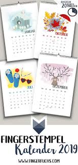 Einfach Kalender Basteln Mit Kindern Fingerstempel Kalender 2019 Kalendergestaltenkinder Finger Kalender Basteln Kalender Selber Basteln Kalender Fur Kinder