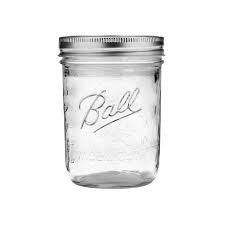 ball glass mason jar with lid band wide mouth 16 ounces 12 count