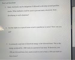 Another option is to run the long side of a wire hanger over the clothes to discharge the static. Post Lab Questions 1 Static Electricity Can Be Chegg Com