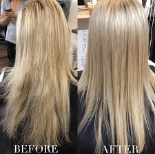 Toning treatments are used to correct the color of the hair. Blonde Transformation Hair Breakage Treatment Chemically Damaged Hair Hair Treatment Damaged